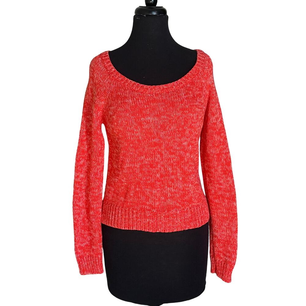 American Eagle Red Marled Cropped Knit Sweater Women’s Medium Y2K